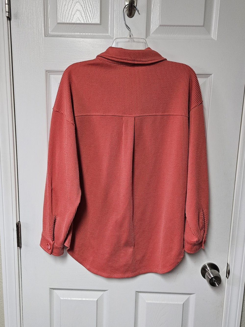 Maurices Women's Coral-Red Corduroy Button-Front Shirt - Picture 3 of 3